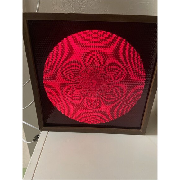 Vintage 70s Disco Lite Motion Light 11.5” Wood Square Party Psychedelic Red - Picture 2 of 13